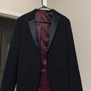 Topman skinny single breasted tuxedo jacket black